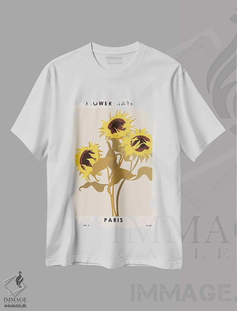 تیشرت سفید طرح دار بازار گل. پاریس، تزئینی اثر ان کِی تی ان | immage.ir