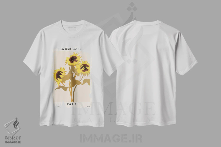 تیشرت سفید طرح دار بازار گل. پاریس، تزئینی اثر ان کِی تی ان | immage.ir