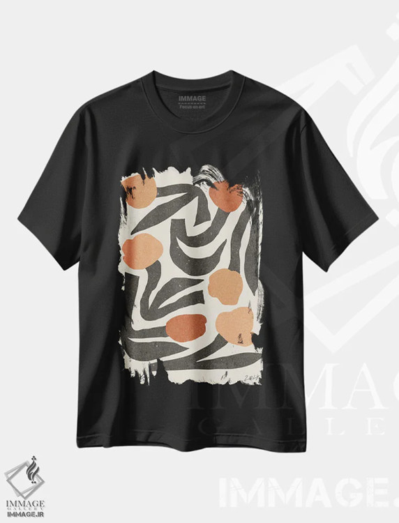 تیشرت مشکی طرح دار گل مدرن III، تزئینی اثر ان کِی تی ان | فروشگاه ایماژ