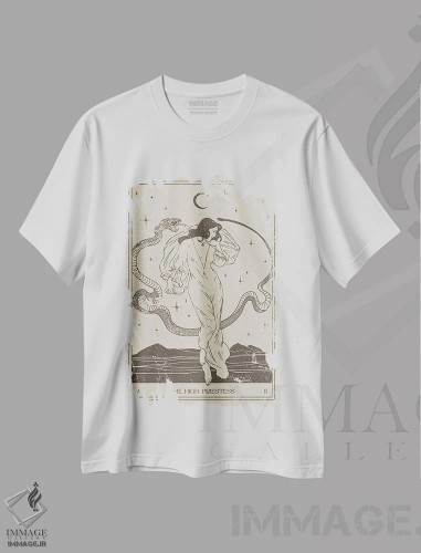 تیشرت سفید طرح دار کاهنه اعظم، تزئینی اثر ان کِی تی ان | فروشگاه ایماژ