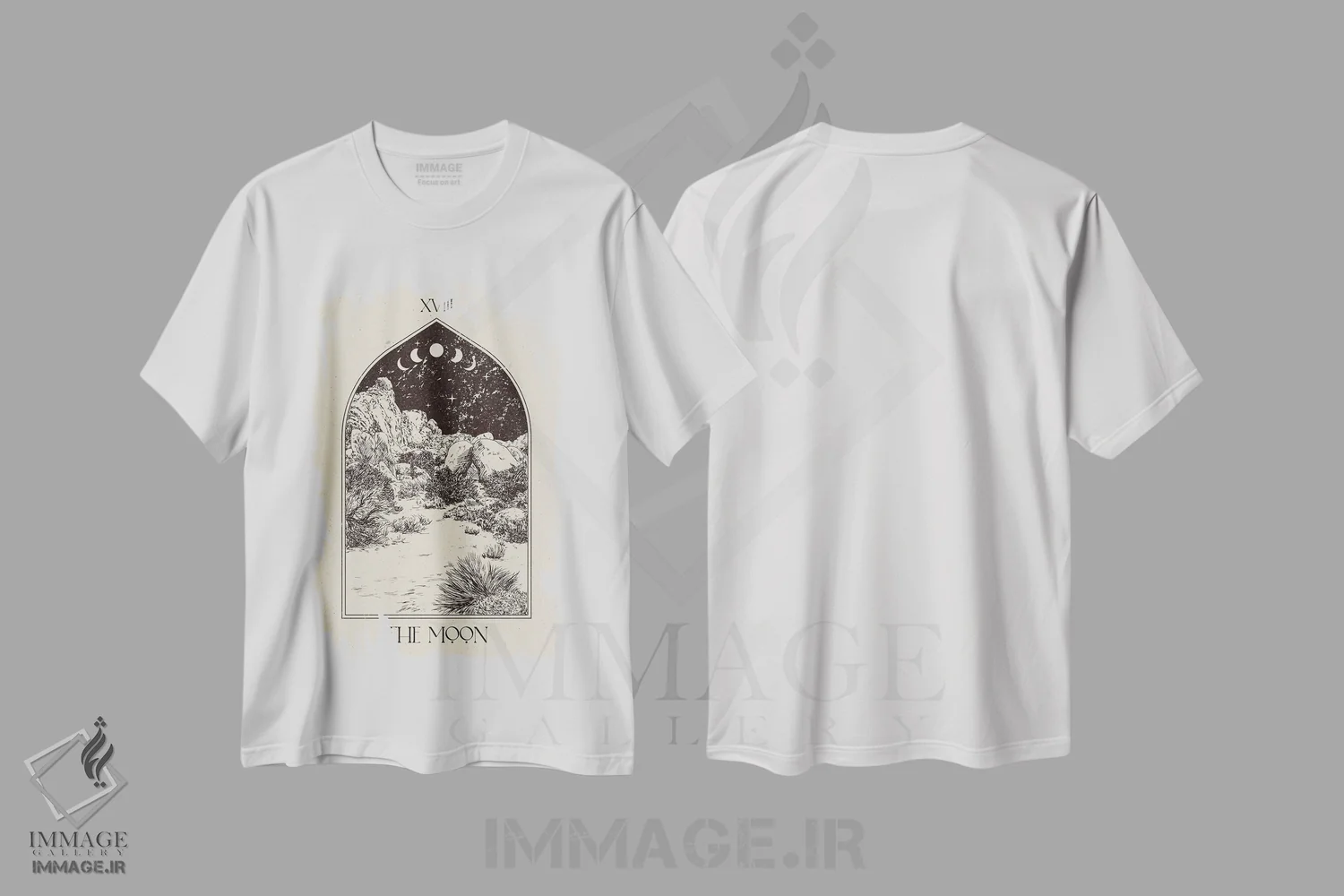 تیشرت سفید طرح دار ماه، هنر تزئینی سیاه و سفید اثر ان کِی تی ان | immage.ir