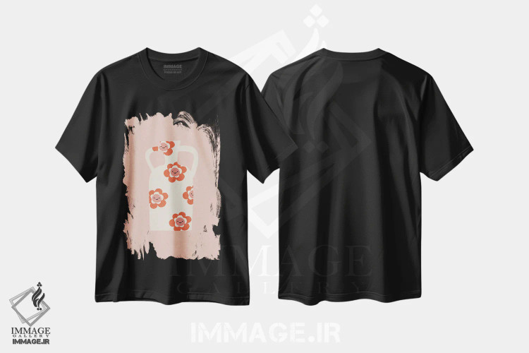 تیشرت مشکی طرح دار گلدان II، تزئینی اثر ان کِی تی ان | immage.ir