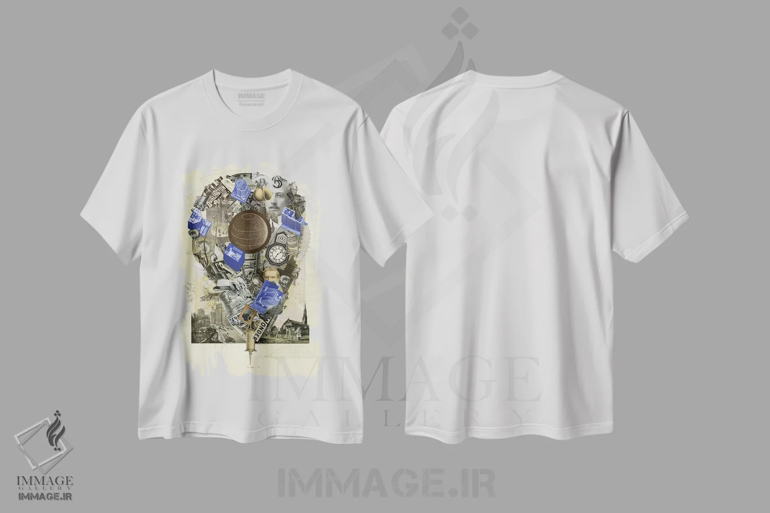 تیشرت سفید طرح دار سنجاق نیویورک III، هنر فاخر معاصر اثر پاول پاچولک | immage.ir