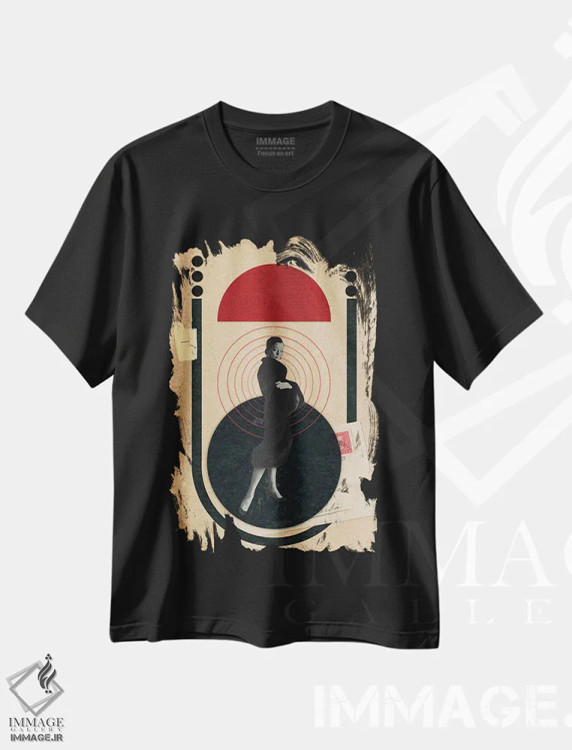 تیشرت مشکی طرح دار من در وسط، آبستره اثر پیا لیلنتال | immage.ir
