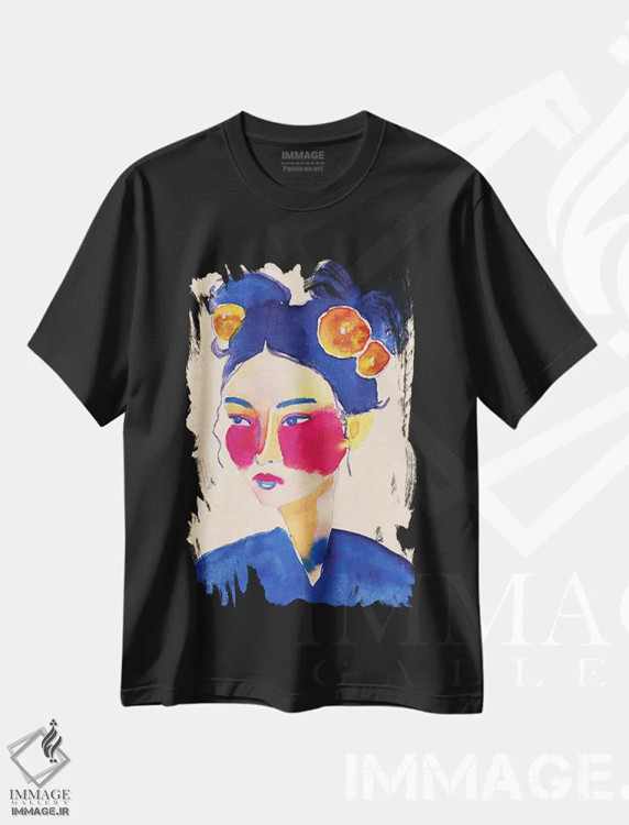 تیشرت مشکی طرح دار دختر آسیایی، دکور آسیایی اثر رایسا اولتمانز | immage.ir