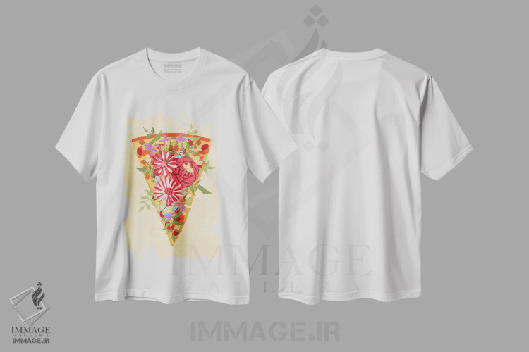 تیشرت سفید طرح دار برش پیتزای گل دار، تزئینی اثر رایسا اولتمانز | immage.ir