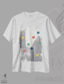 تیشرت سفید طرح دار نقاط رترو I، آبستره اثر استودیو می یوس | immage.ir