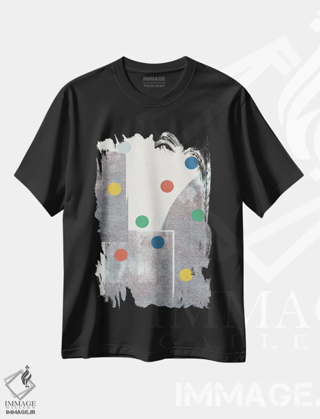 تیشرت مشکی طرح دار نقاط رترو I، آبستره اثر استودیو می یوس | فروشگاه ایماژ