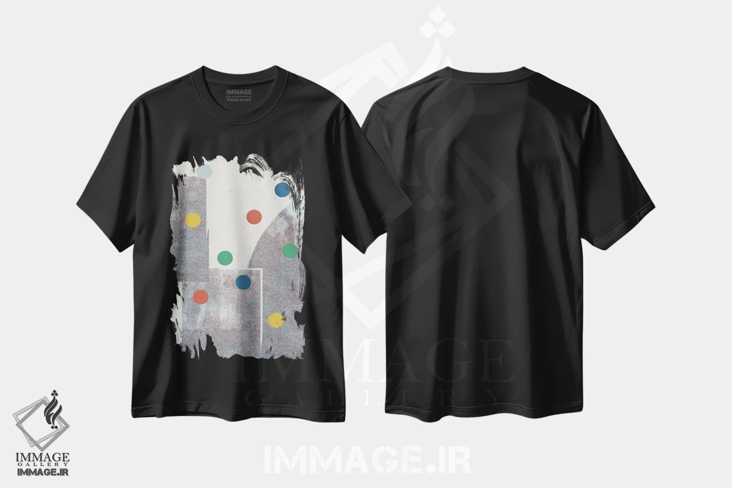 تیشرت مشکی طرح دار نقاط رترو I، آبستره اثر استودیو می یوس | فروشگاه ایماژ