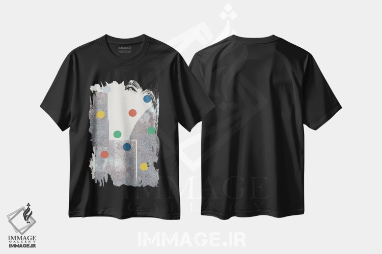 تیشرت مشکی طرح دار نقاط رترو I، آبستره اثر استودیو می یوس | فروشگاه ایماژ