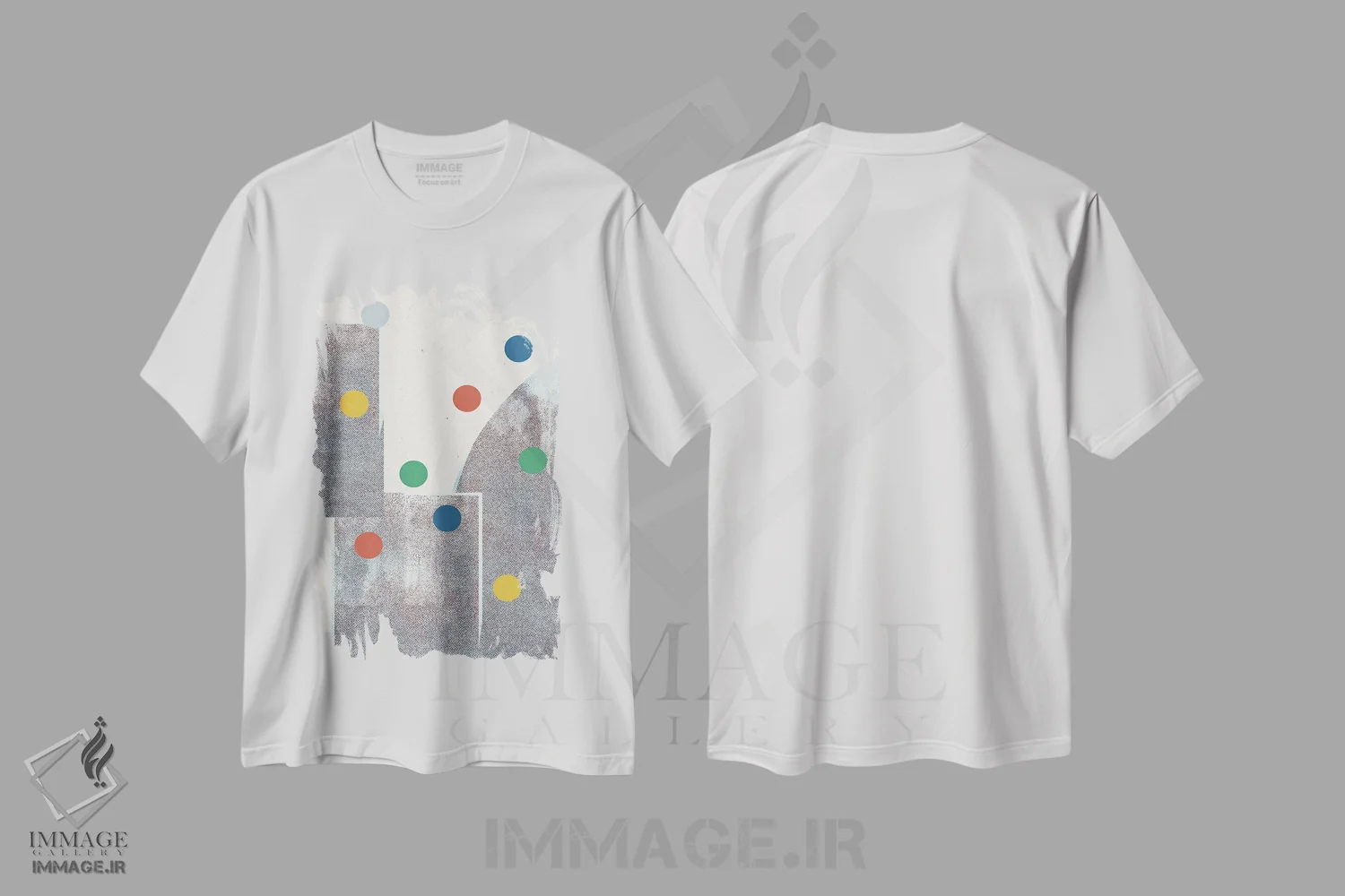 تیشرت سفید طرح دار نقاط رترو I، آبستره اثر استودیو می یوس | immage.ir