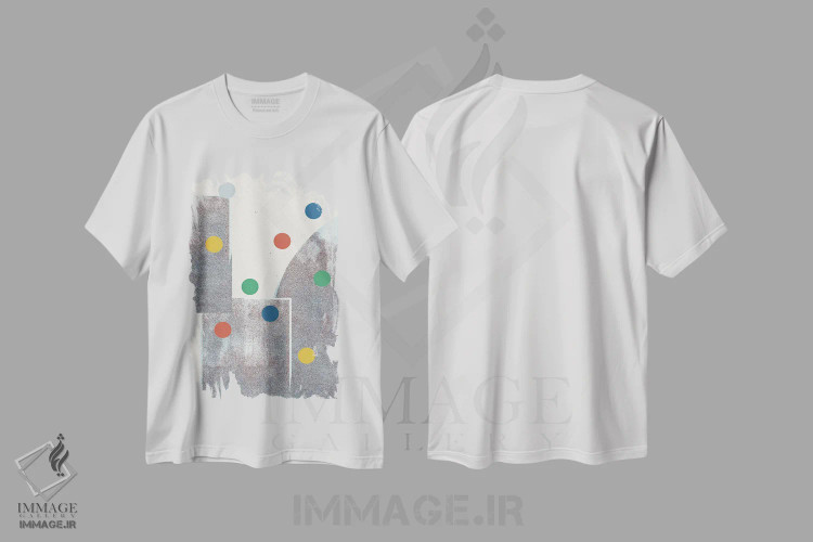 تیشرت سفید طرح دار نقاط رترو I، آبستره اثر استودیو می یوس | immage.ir