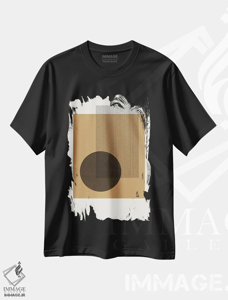 تیشرت مشکی طرح دار ترکیب بندی II، آبستره اثر استودیو می یوس | immage.ir