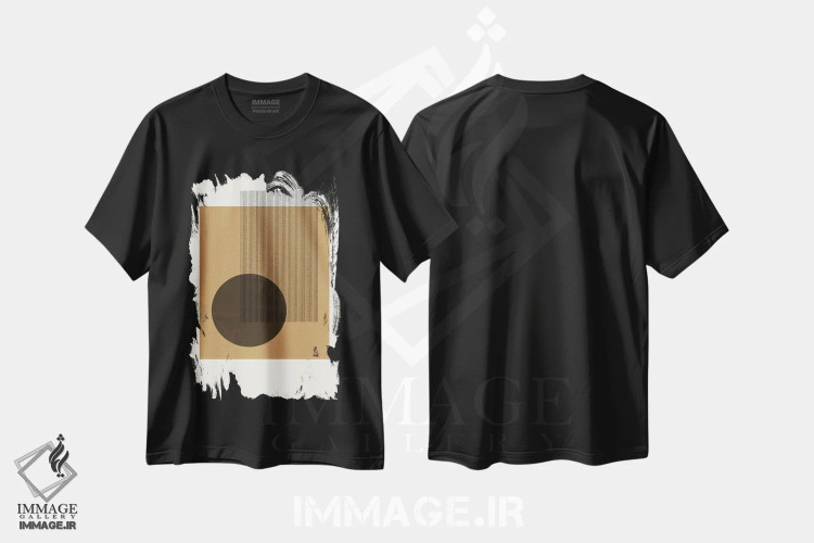 تیشرت مشکی طرح دار ترکیب بندی II، آبستره اثر استودیو می یوس | immage.ir