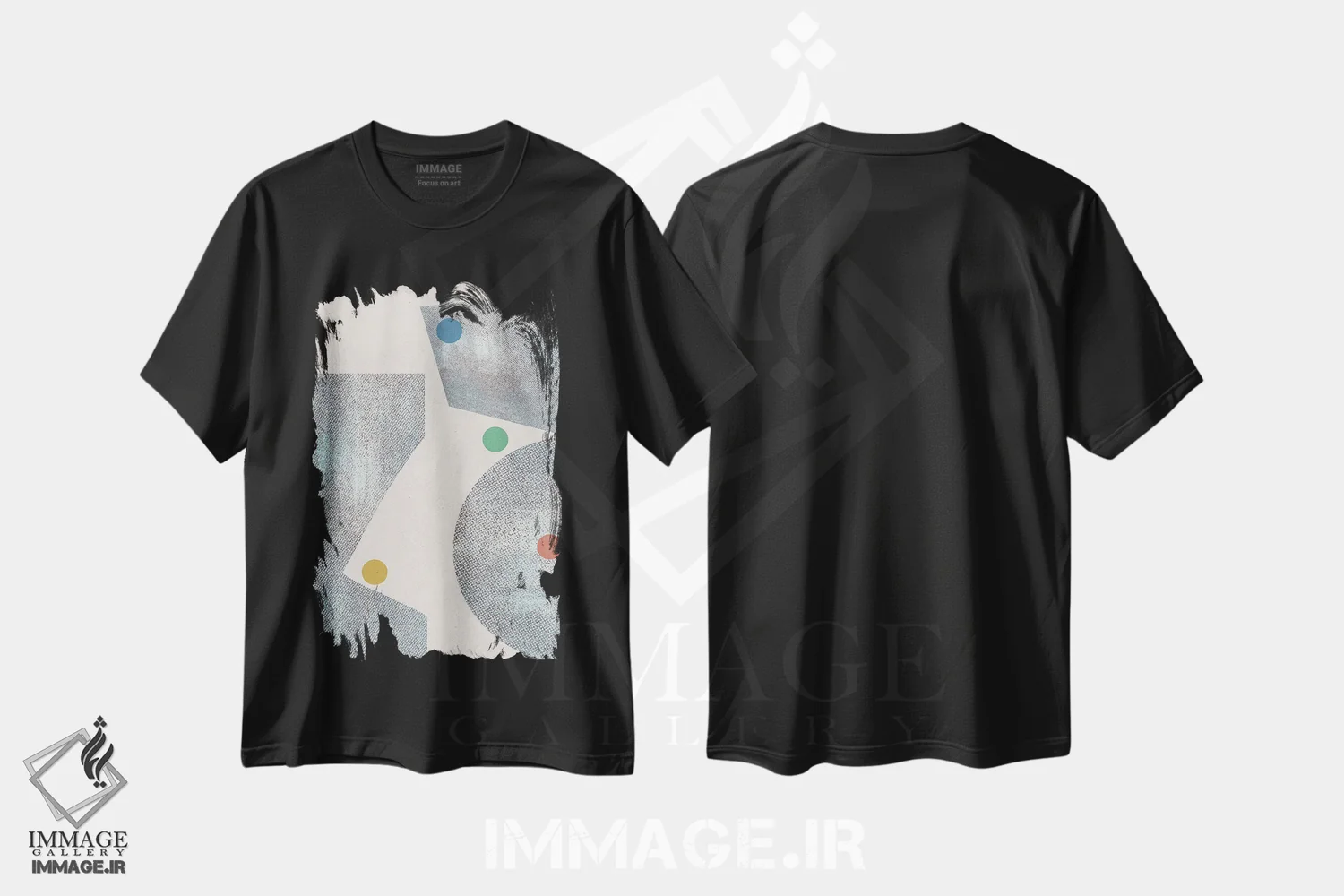 تیشرت مشکی طرح دار نقاط رترو II، آبستره اثر استودیو می یوس | فروشگاه ایماژ