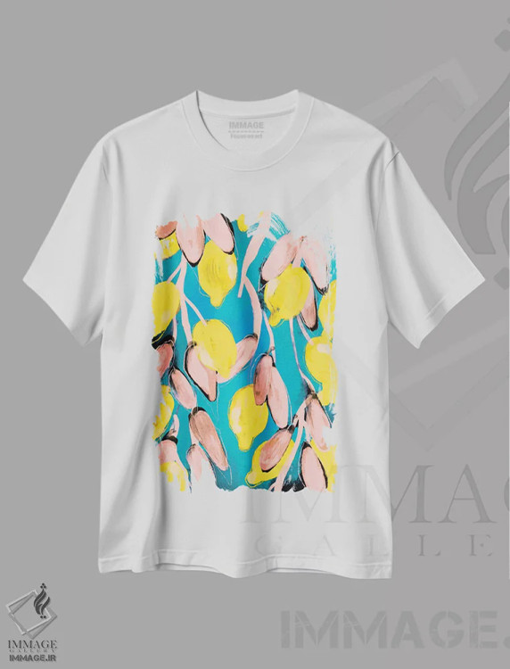 تیشرت سفید طرح دار تابستان میوه ای V، تزئینی اثر تری چایلد | immage.ir