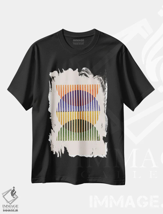 تیشرت مشکی طرح دار داخل و خارج، آبستره اثر تری چایلد | فروشگاه ایماژ