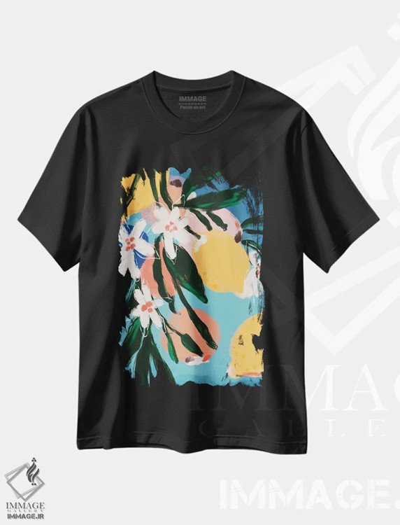 تیشرت مشکی طرح دار تابستان میوه ای I، تزئینی اثر تری چایلد | immage.ir