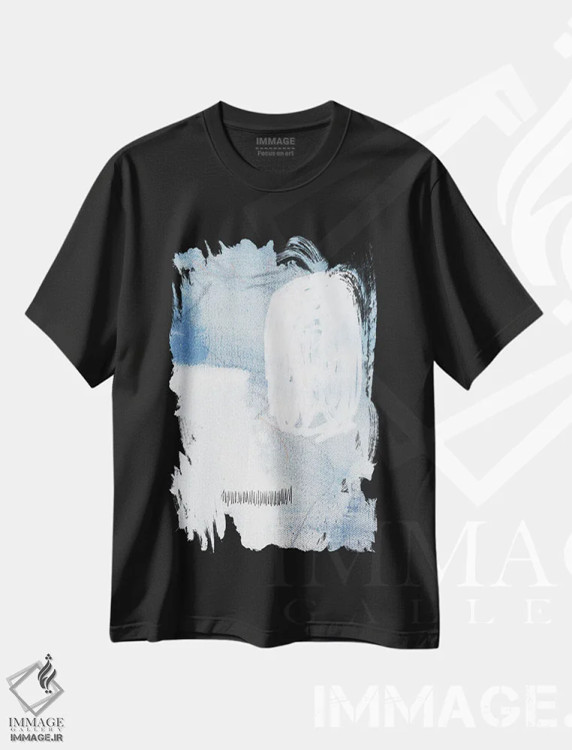 تیشرت مشکی طرح دار شناور درون خودم اثر یو پلاس می استودیو | فروشگاه ایماژ