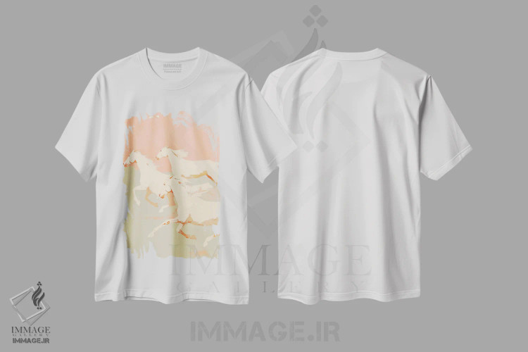 تیشرت سفید طرح دار اسب های وحشی I، دکور بوهمی اثر تری چایلد | فروشگاه ایماژ