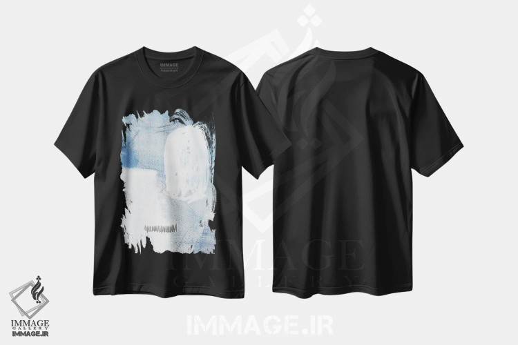 تیشرت مشکی طرح دار شناور درون خودم اثر یو پلاس می استودیو | فروشگاه ایماژ
