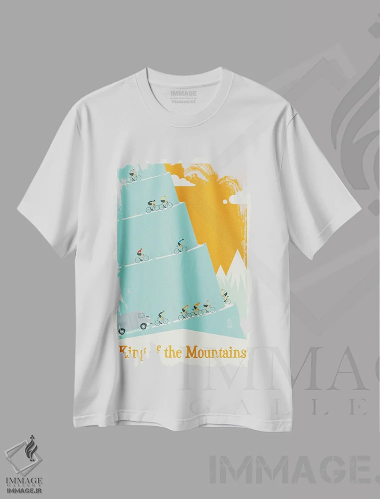 تیشرت سفید طرح دار شاه کوه ها، مرحله تور دو فرانس، تزئینی اثر وایات ۹ | فروشگاه ایماژ