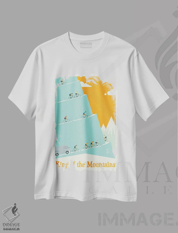 تیشرت سفید طرح دار شاه کوه ها، مرحله تور دو فرانس، تزئینی اثر وایات ۹ | فروشگاه ایماژ