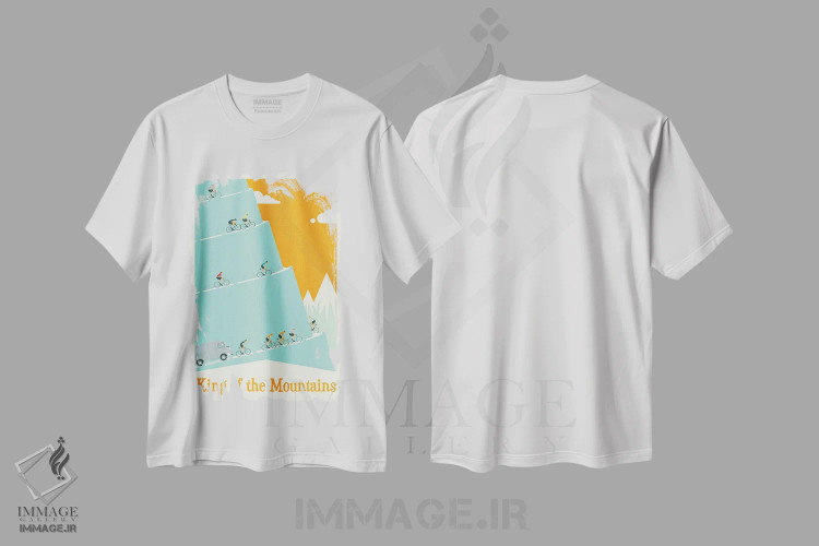 تیشرت سفید طرح دار شاه کوه ها، مرحله تور دو فرانس، تزئینی اثر وایات ۹ | فروشگاه ایماژ