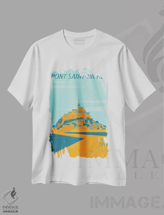 تیشرت سفید طرح دار مونت سنت میشل، تزئینی اثر وایات ۹ | immage.ir