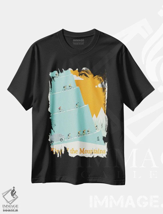 تیشرت مشکی طرح دار شاه کوه ها، مرحله تور دو فرانس، تزئینی اثر وایات ۹ | immage.ir