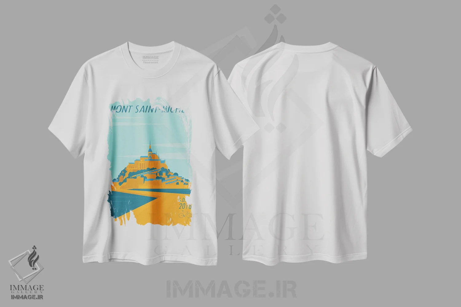 تیشرت سفید طرح دار مونت سنت میشل، تزئینی اثر وایات ۹ | immage.ir
