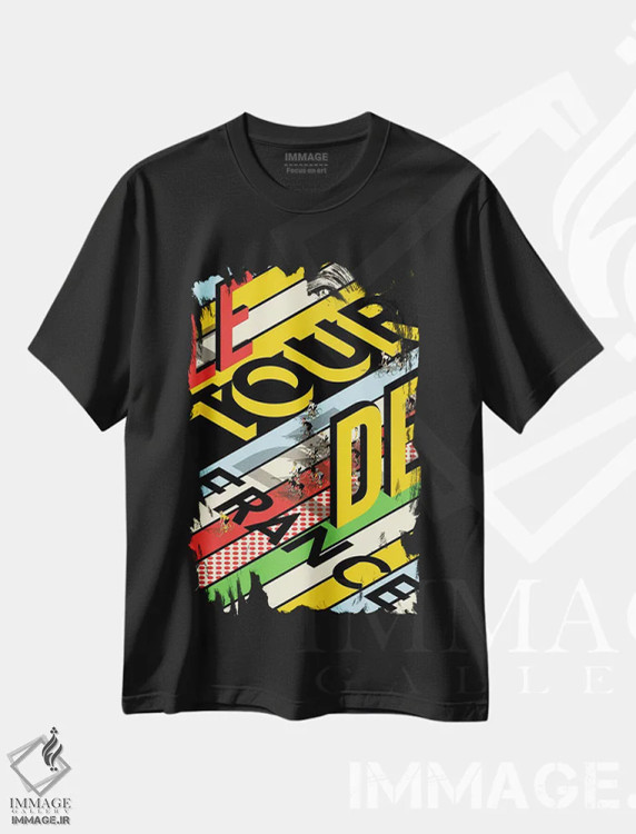 تیشرت مشکی طرح دار مسابقه دوچرخه سواری تور دو فرانس، هنر دیجیتال اثر وایات ۹ | فروشگاه ایماژ