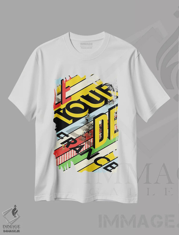 تیشرت سفید طرح دار مسابقه دوچرخه سواری تور دو فرانس، هنر دیجیتال اثر وایات ۹ | immage.ir