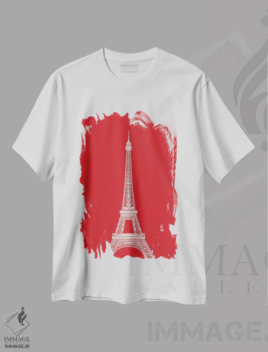 تیشرت سفید طرح دار برج ایفل، تزئینی اثر زاگلونو | فروشگاه ایماژ