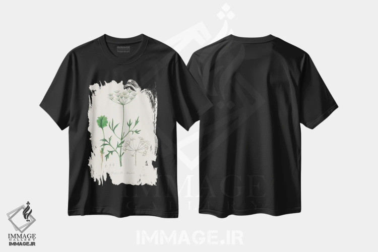 تیشرت مشکی طرح دار بادیان رومی، گیاه شناسی پزشکی، تزئینی اثر جان استیونسون | فروشگاه ایماژ