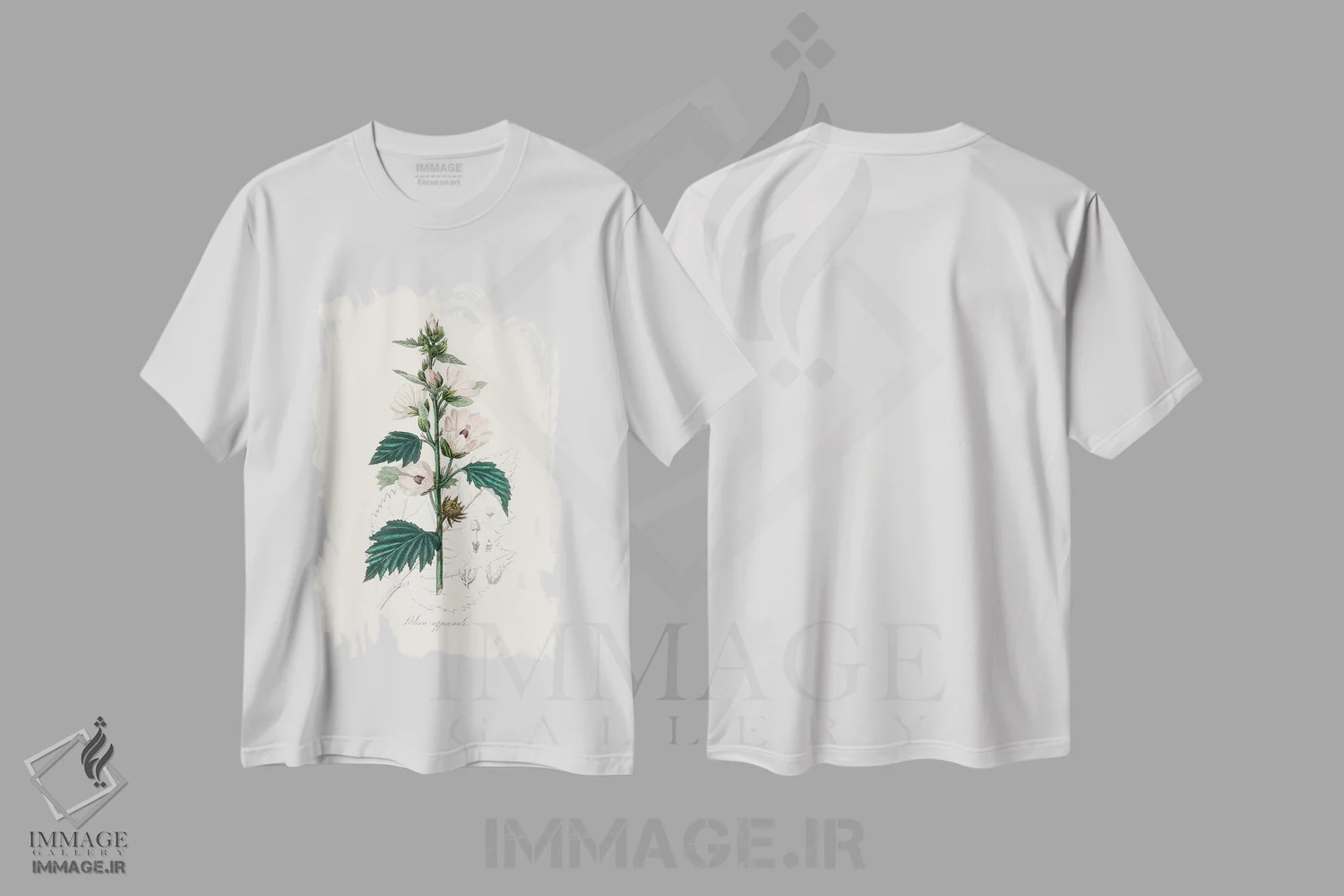 تیشرت سفید طرح دار مارشمالوی معمولی، گیاه شناسی پزشکی، تزئینی اثر جان استیونسون | فروشگاه ایماژ