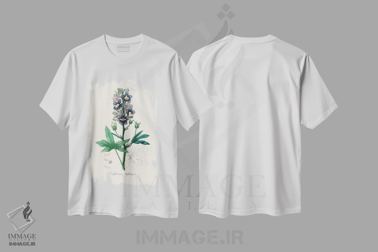 تیشرت سفید طرح دار دل فینیوم استافیساگرایا، گیاه شناسی پزشکی، تزئینی اثر جان استیونسون | فروشگاه ایماژ