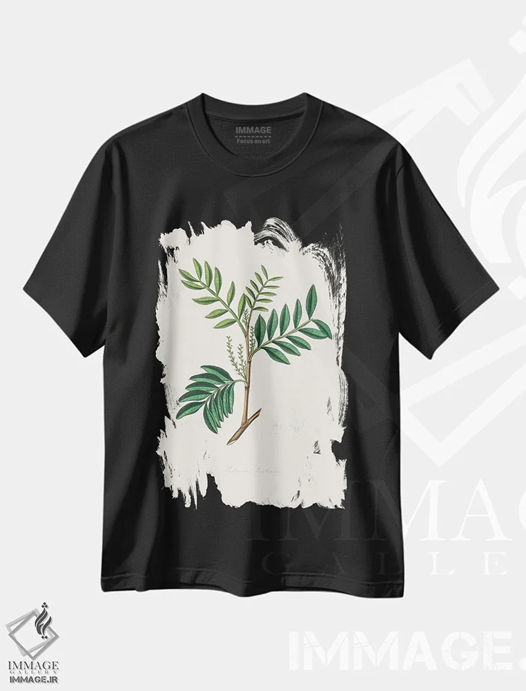تیشرت مشکی طرح دار لنتیسک، گیاه شناسی پزشکی، تزئینی اثر جان استیونسون | immage.ir