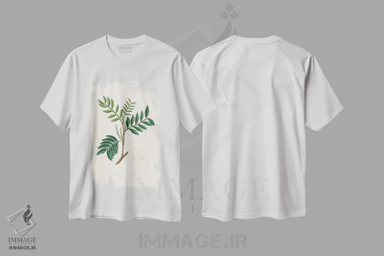 تیشرت سفید طرح دار لنتیسک، گیاه شناسی پزشکی، تزئینی اثر جان استیونسون | فروشگاه ایماژ