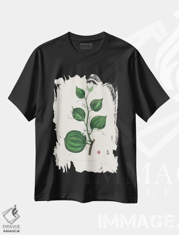 تیشرت مشکی طرح دار لیمیلاکس لارسپاریا، گیاه شناسی پزشکی، تزئینی اثر جان استیونسون | فروشگاه ایماژ