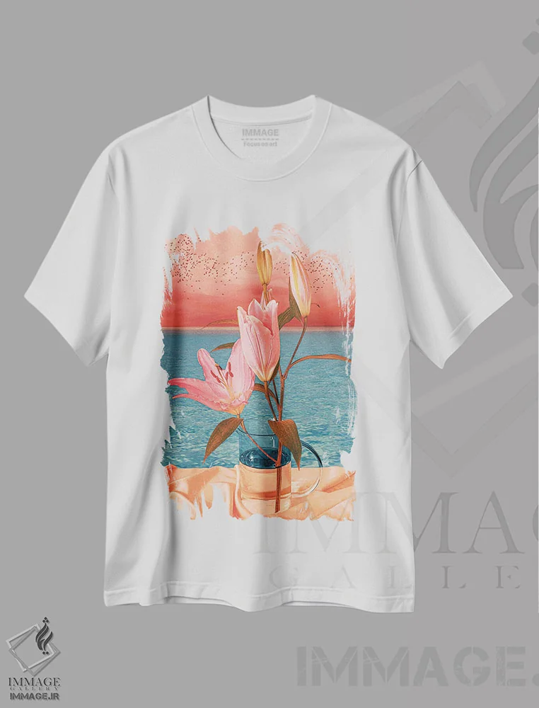 تیشرت سفید طرح دار طبیعت بی جان II، هنر فاخر معاصر اثر کازموزک | immage.ir