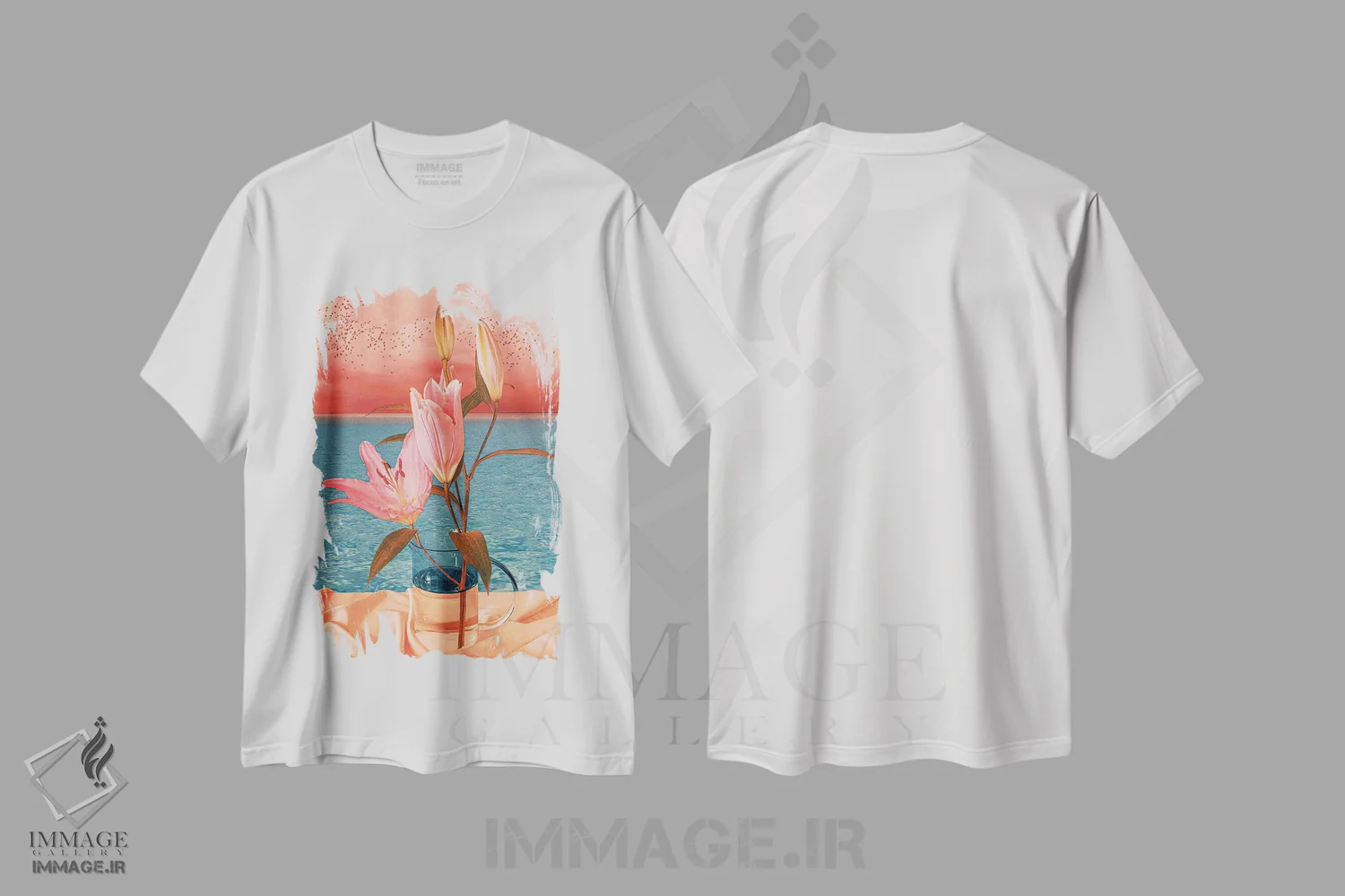 تیشرت سفید طرح دار طبیعت بی جان II، هنر فاخر معاصر اثر کازموزک | immage.ir