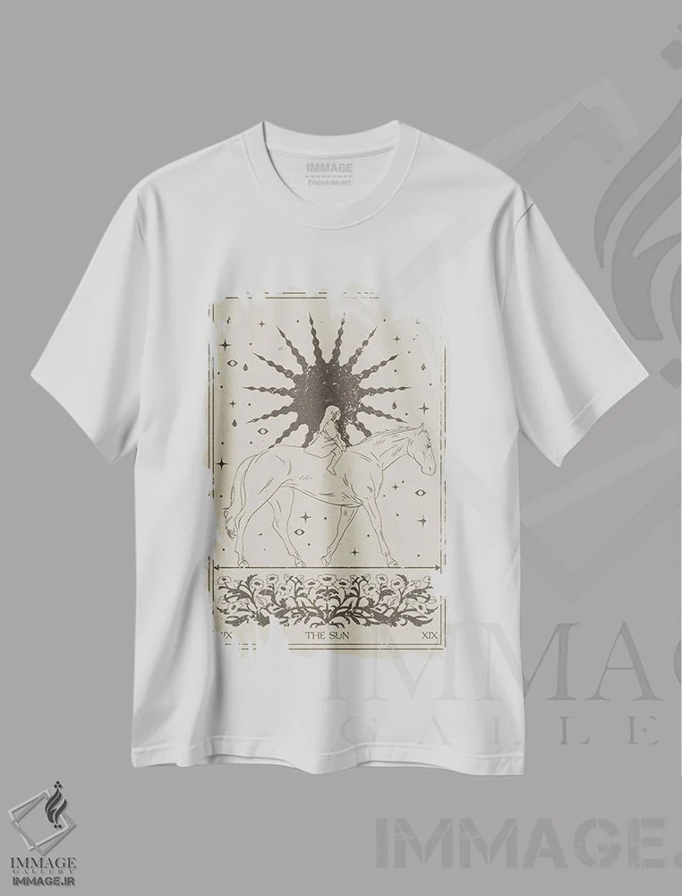 تیشرت سفید طرح دار خورشید II، تزئینی اثر ان کِی تی ان | فروشگاه ایماژ