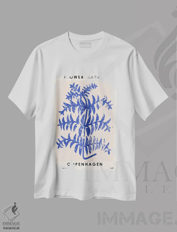 تیشرت سفید طرح دار بازار گل. کپنهاگن II، تزئینی اثر ان کِی تی ان | فروشگاه ایماژ