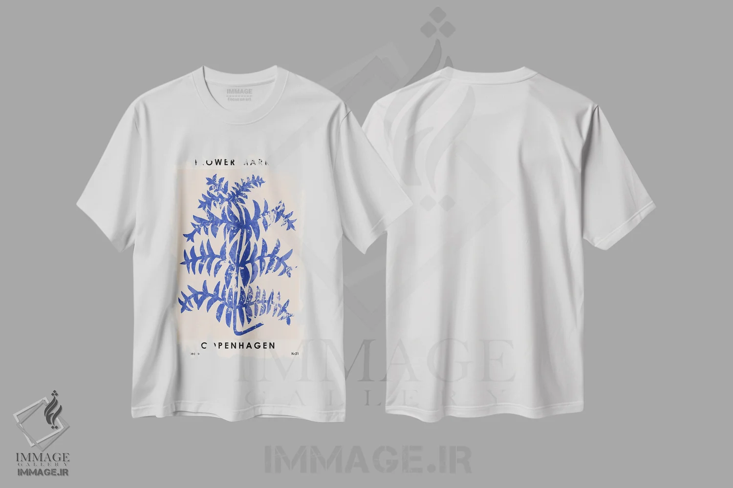 تیشرت سفید طرح دار بازار گل. کپنهاگن II، تزئینی اثر ان کِی تی ان | فروشگاه ایماژ