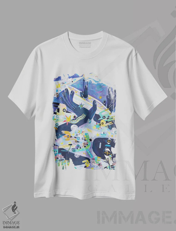 تیشرت سفید طرح دار جزر و مد عصرگاهی، هنر فاخر معاصر اثر چانگیو زو | immage.ir