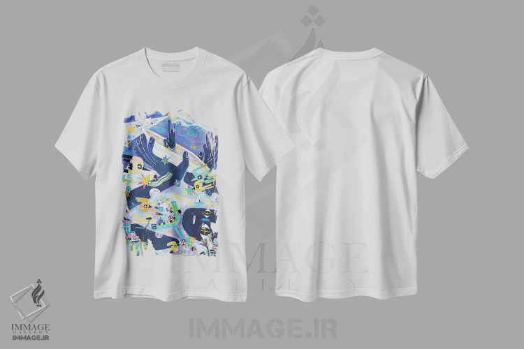 تیشرت سفید طرح دار جزر و مد عصرگاهی، هنر فاخر معاصر اثر چانگیو زو | immage.ir