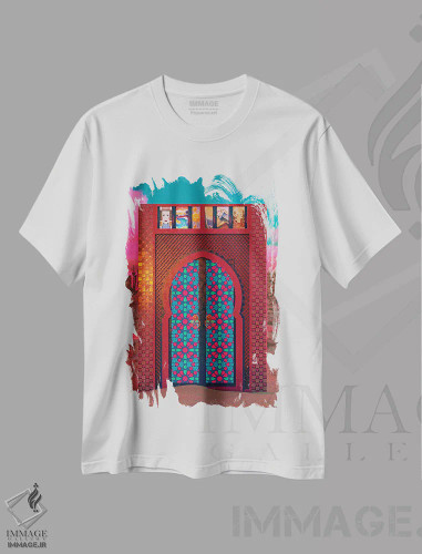 تیشرت سفید طرح دار در خالد، دکور آسیایی اثر کازموزک | فروشگاه ایماژ
