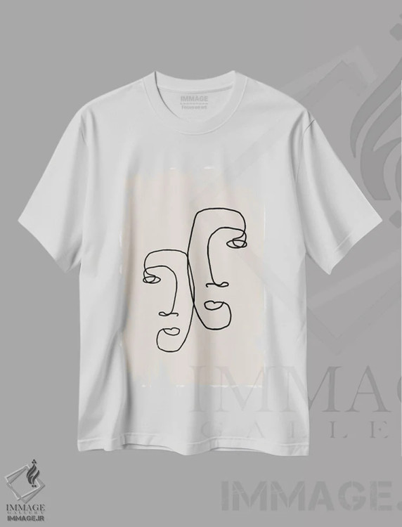 تیشرت سفید طرح دار نگاهی به تو می اندازم، تزئینی اثر استودیو می یوس | فروشگاه ایماژ