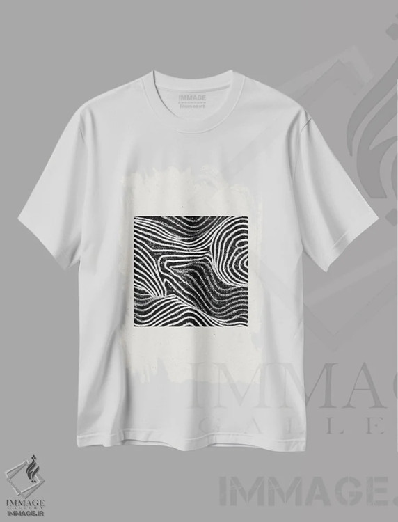 تیشرت سفید طرح دار گرافیک خطی I، آبستره اثر استودیو می یوس | immage.ir